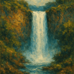 maak een foto van een waterval dat lijkt op een schilderij