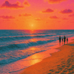 maak een foto van het strand met een filter van de jaren 80