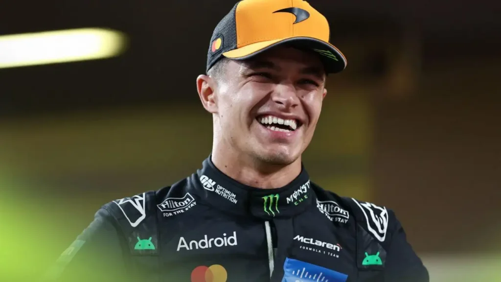 Lando Norris na de race als kampien